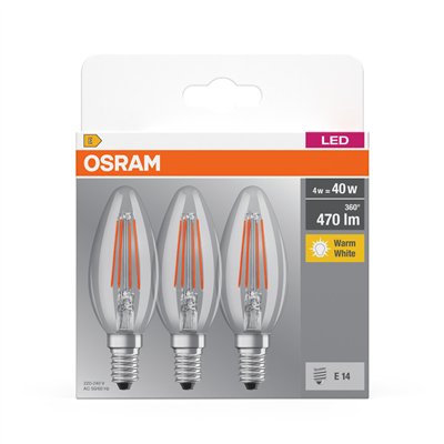 LED BASE CLASSIC B 4W 827 Clear E14