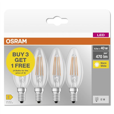 LED BASE CLASSIC B 4W 827 Clear E14