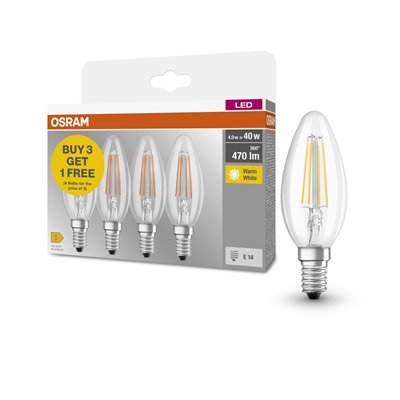LED BASE CLASSIC B 4W 827 Clear E14