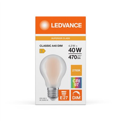 LED CLASSIC A DIM CRI97 S 4.2W 927 Frosted E27