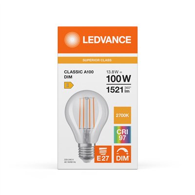 LED CLASSIC A DIM CRI97 S 13.8W 927 Clear E27