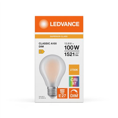 LED CLASSIC A DIM CRI97 S 13.8W 927 Frosted E27