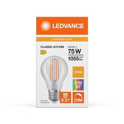 LED CLASSIC A DIM CRI97 S 9.5W 927 Clear E27