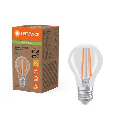 LED CLASSIC A ENERGY EFFICIENCY A DIM S 2.2W 827 Clear E27