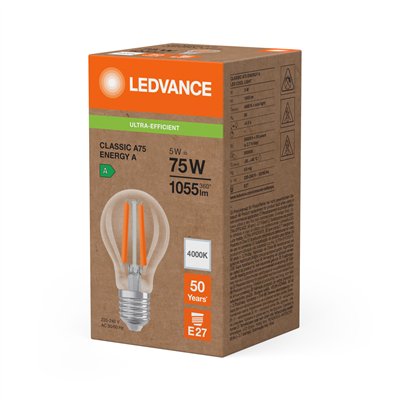 LED CLASSIC A ENERGY EFFICIENCY A S 5W 840 Clear E27