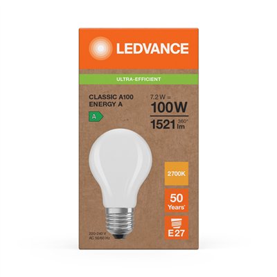 LED CLASSIC A ENERGY EFFICIENCY A S 7.2W 827 Frosted E27