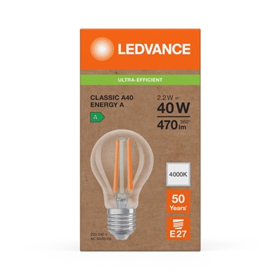 LED CLASSIC A ENERGY EFFICIENCY A S 2.2W 840 Clear E27