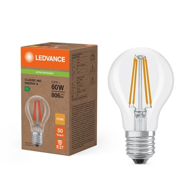 LED CLASSIC A ENERGY EFFICIENCY A S 3.8W 827 Clear E27