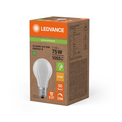 LED CLASSIC A ENERGY EFFICIENCY B DIM S 5.7W 827 Frosted E27