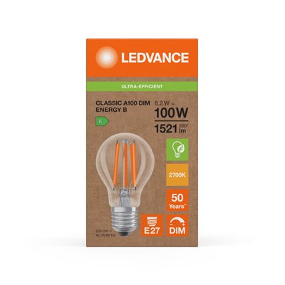 LED CLASSIC A ENERGY EFFICIENCY B DIM S 8.2W 827 Clear E27