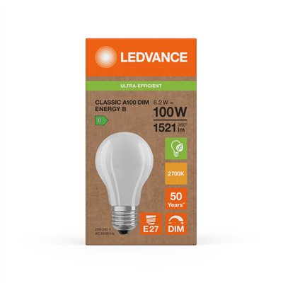 LED CLASSIC A ENERGY EFFICIENCY B DIM S 8.2W 827 Frosted E27