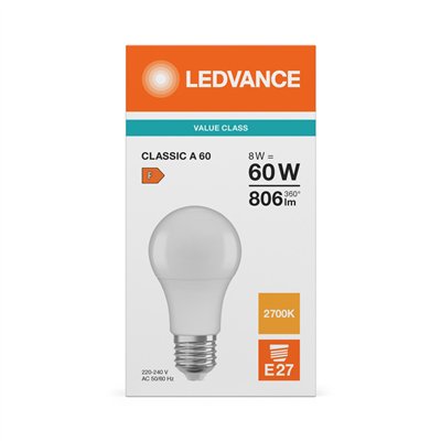 LED CLASSIC A V 8W 827 Frosted E27