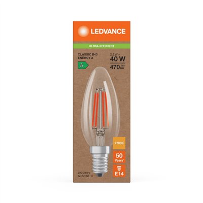 LED CLASSIC B ENERGY EFFICIENCY A S 2.2W 827 Clear E14