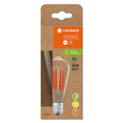 LED CLASSIC EDISON ENERGY EFFICIENCY A S 4W 830 Clear E27