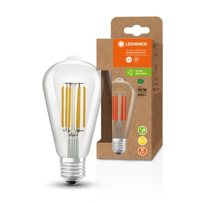 LED CLASSIC EDISON ENERGY EFFICIENCY A S 4W 830 Clear E27