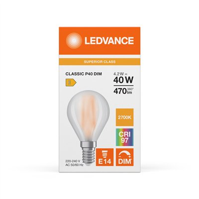 LED CLASSIC P DIM CRI97 S 4.2W 927 Frosted E14