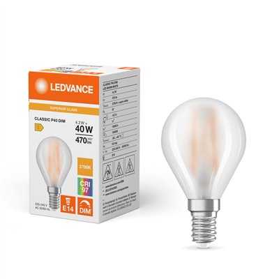 LED CLASSIC P DIM CRI97 S 4.2W 927 Frosted E14
