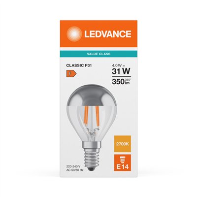 LED CLASSIC P MIRROR P 4W 827 Silver E14