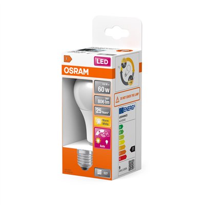 LED DAYLIGHT SENSOR CLASSIC A 8.8W 827 Frosted E27