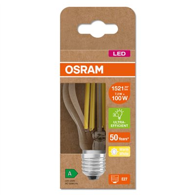 LED LAMPS ENERGY CLASS A ENERGY EFFICIENCY FILAMENT CLASSIC A 7.2W 830 Clear E27