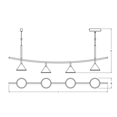 Decor Fuji 4XPendant Linear 16W 930 Black