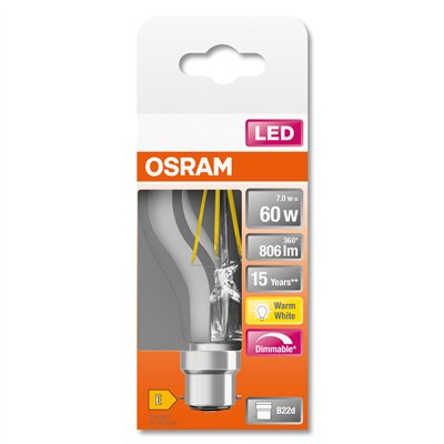 LED Retrofit CLASSIC A DIM 7W 827 Clear B22d