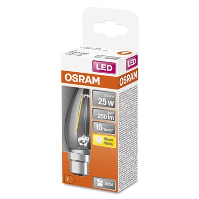 LED Retrofit CLASSIC B 2.5W 827 Clear B22d