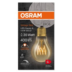 Vintage 1906 LED CLASSIC A,B,P SLIM FILAMENT DIMMABLE 4.8W 822 Gold E27