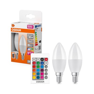 LED Retrofit RGBW lamps with remote control 4.9W 827 Frosted E14