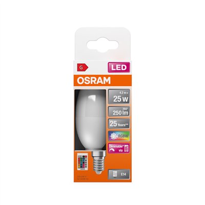LED Retrofit RGBW lamps with remote control 4.2W 827 Frosted E14