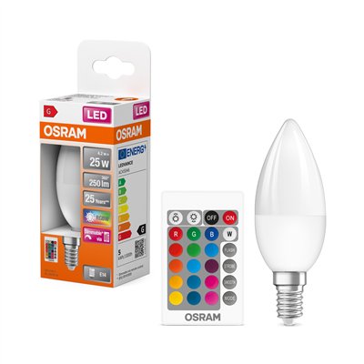 LED Retrofit RGBW lamps with remote control 4.2W 827 Frosted E14