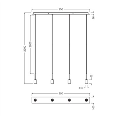 Decor Needle Pendant Linear 4xE27 Beige