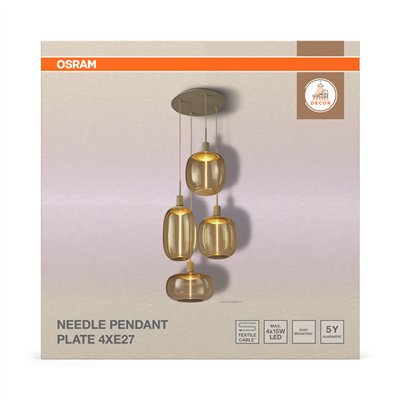 Decor Needle Pendant Plate 4xE27 Beige