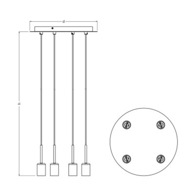 Decor Needle Pendant Plate 4xE27 Beige
