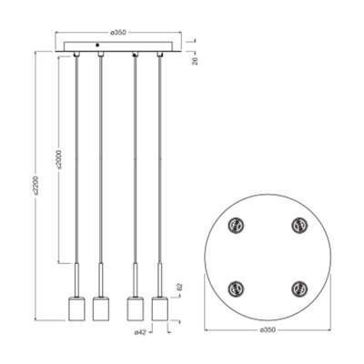 Decor Needle Pendant Plate 4xE27 Beige
