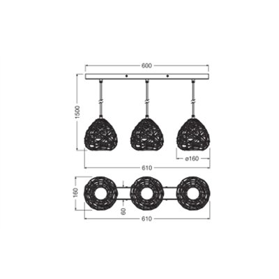 Decor Paper Drop Pendant Linear 3XE27 Beige