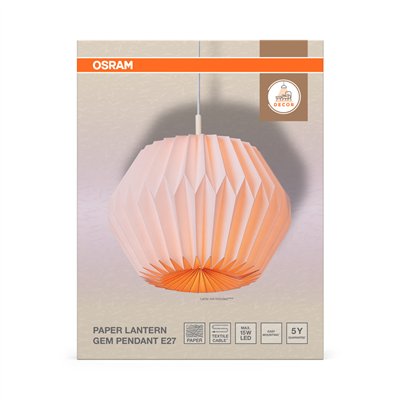 Decor Paper Lantern Gem Pendant E27 White