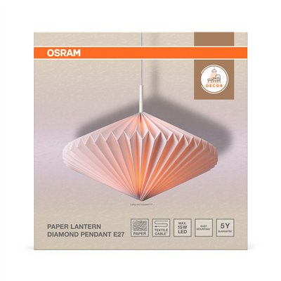Decor Paper Lantern Diamond Pendant E27 White