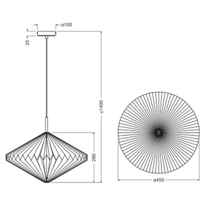 Decor Paper Lantern Diamond Pendant E27 White