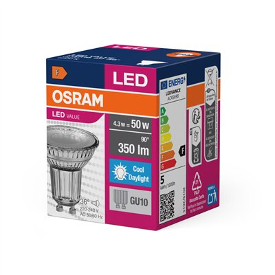 LED VALUE PAR16 4.3W 865 GU10