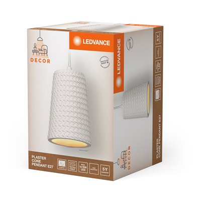 Decor Plaster Cone Pendant E27 White
