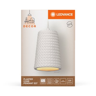 Decor Plaster Cone Pendant E27 White
