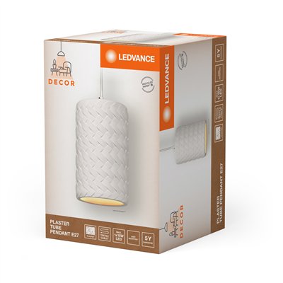 Decor Plaster Tube Pendant E27 White