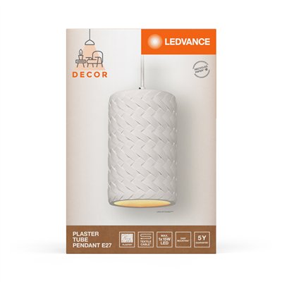 Decor Plaster Tube Pendant E27 White