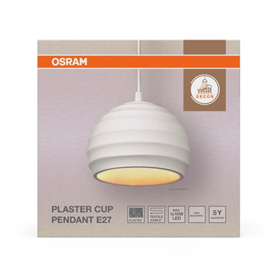Decor Plaster Cup Pendant E27 White