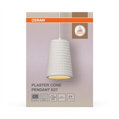 Decor Plaster Cone Pendant E27 White
