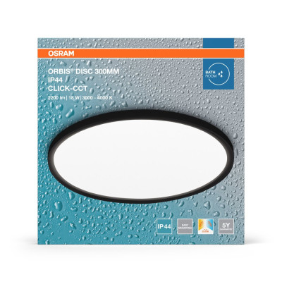 Bathroom Ceiling CCT IP44 300mm Black Click-CCT
