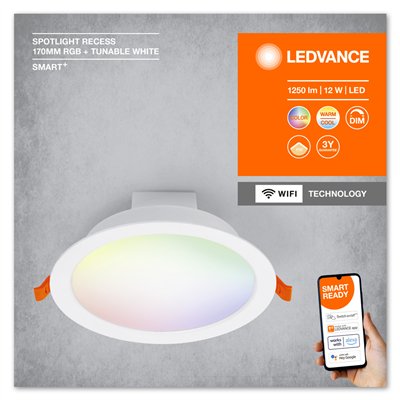 SMART RECESS DOWNLIGHT TW AND RGB 170mm 110 ° RGB + TW