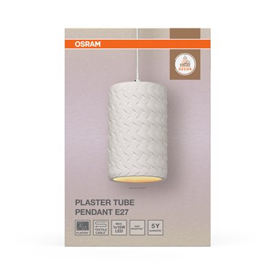 Decor Plaster Tube Pendant E27 White