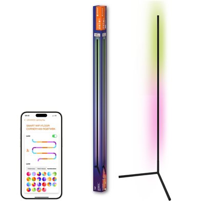 SMART WIFI FLOOR CORNER WITH REMOTE CONTROL Black 1400mm RGB + TW